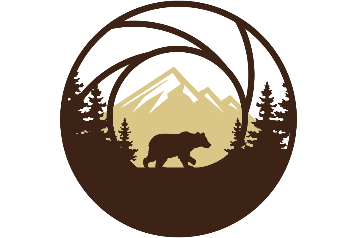 Vintage Bear and Mountain Photography Logo Design