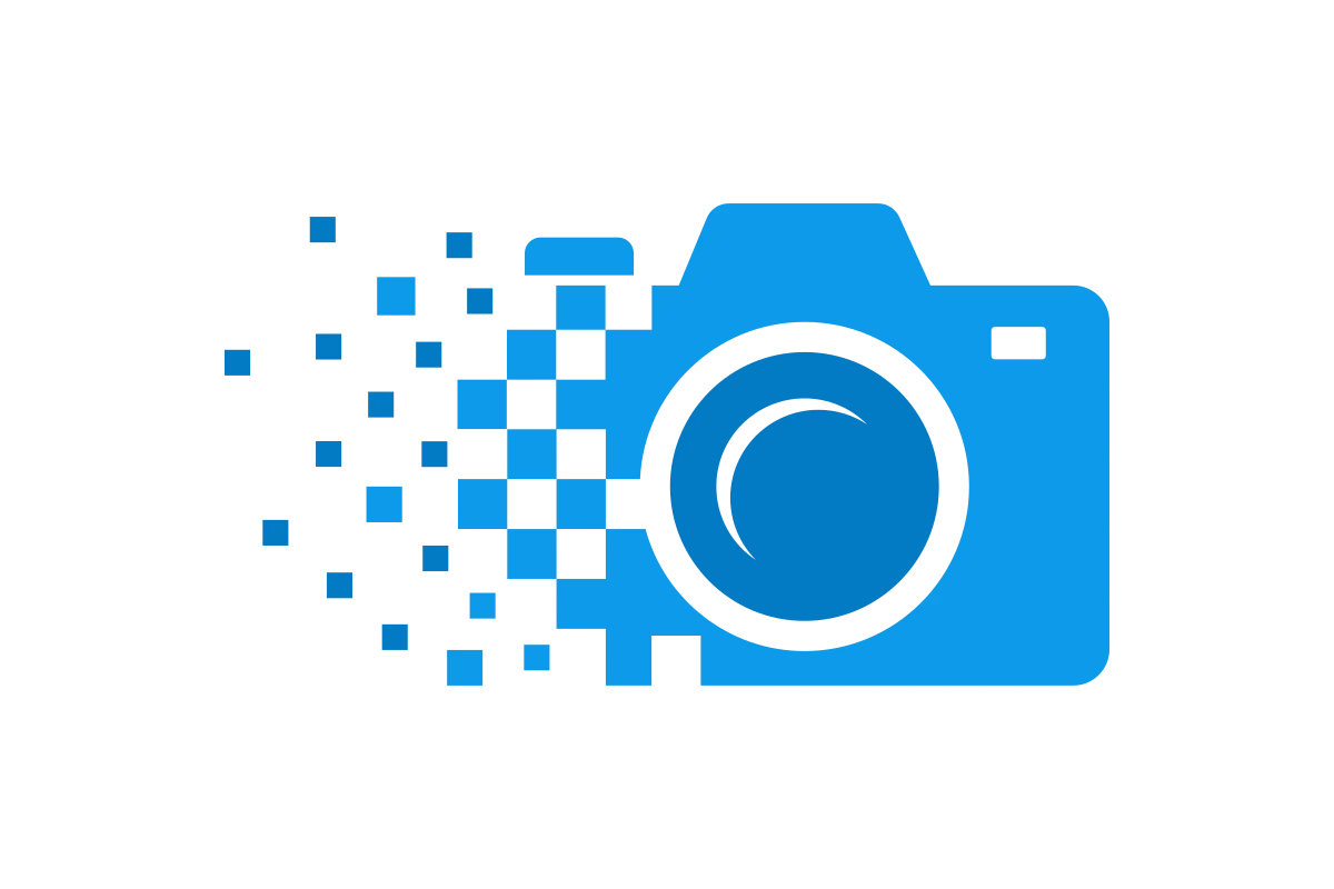 Modern Digital Photography Icon with Pixel Effect