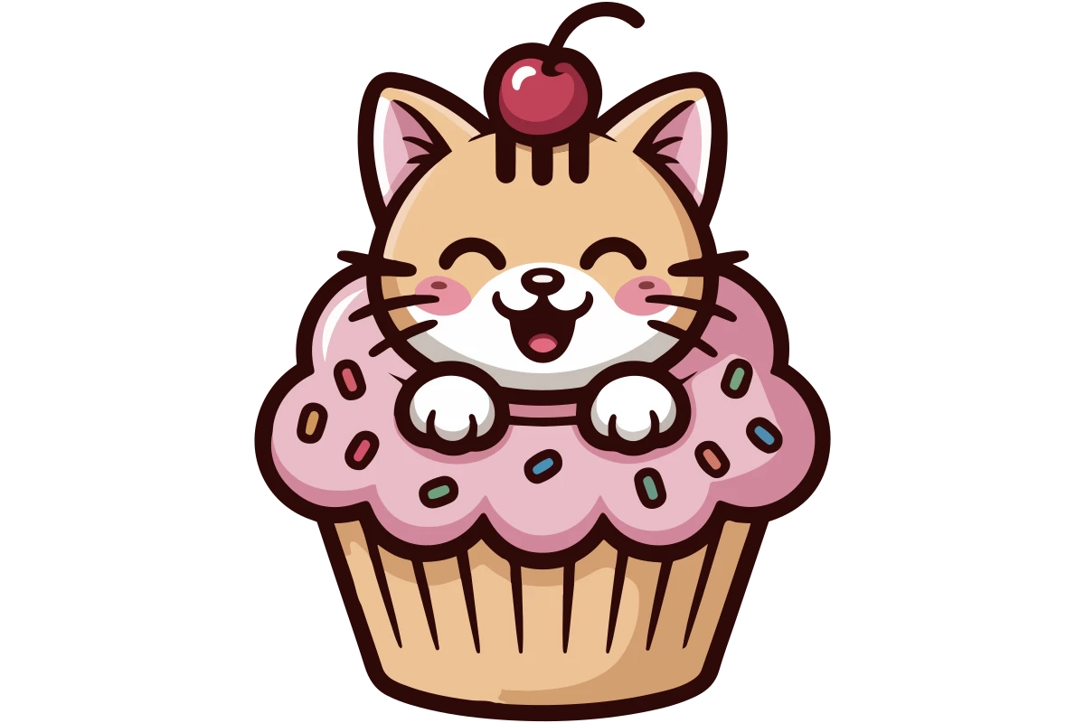 Adorable Cat Cupcake - Sweet Bakery Mascot Design