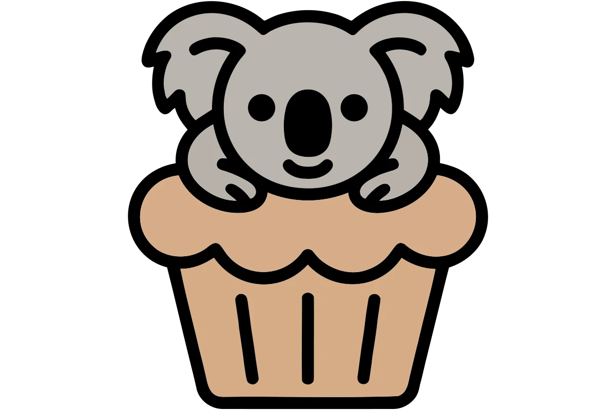 Cute Koala Cupcake Mascot for Bakery Treats