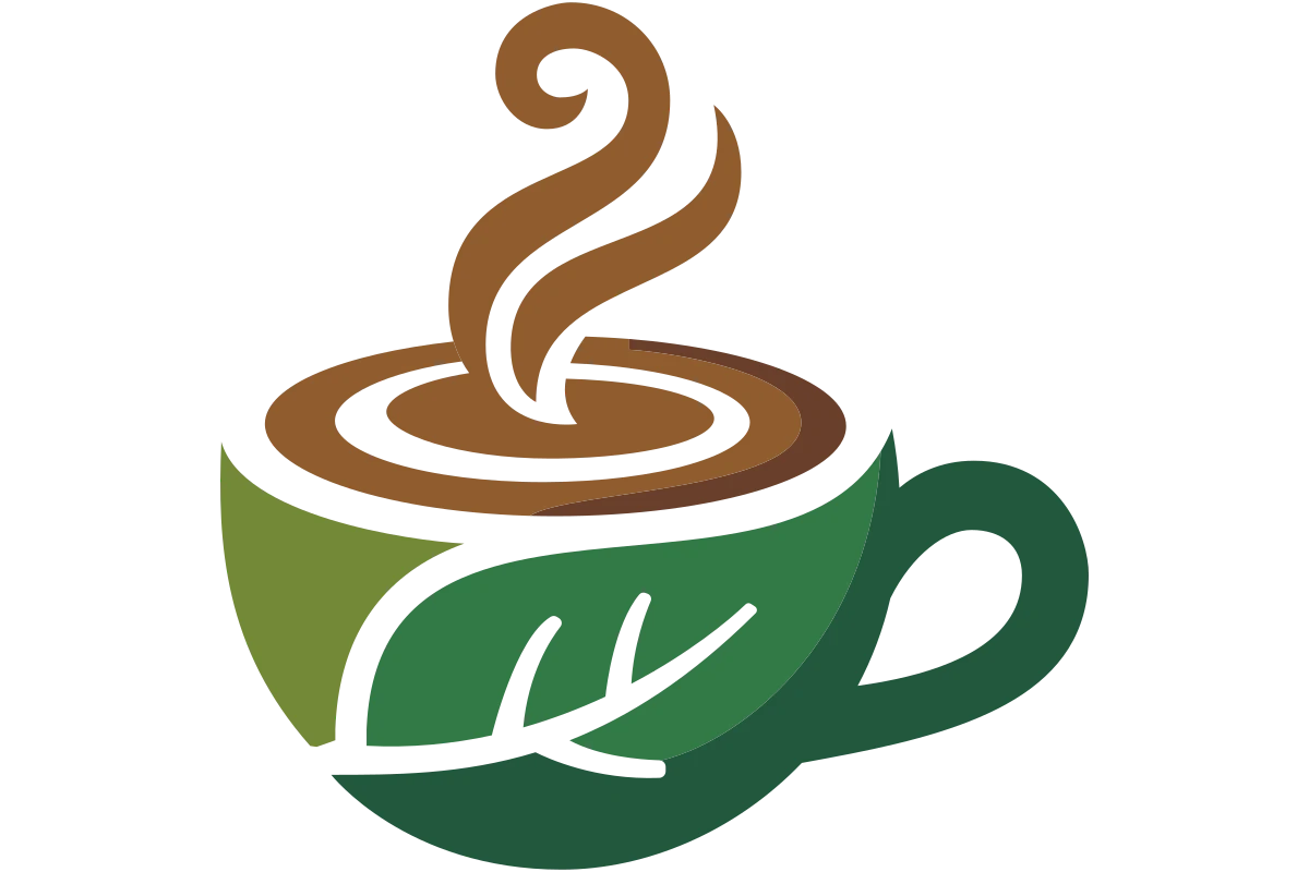Eco-Friendly Coffee Café Logo with Leaf and Steam