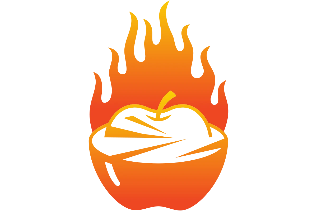Innovative Bakery Logo Featuring Fiery Apple Design