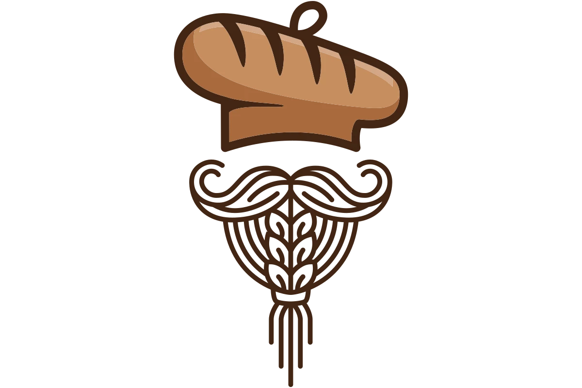 Charming Bakery Logo Featuring Chef Hat and Mustache