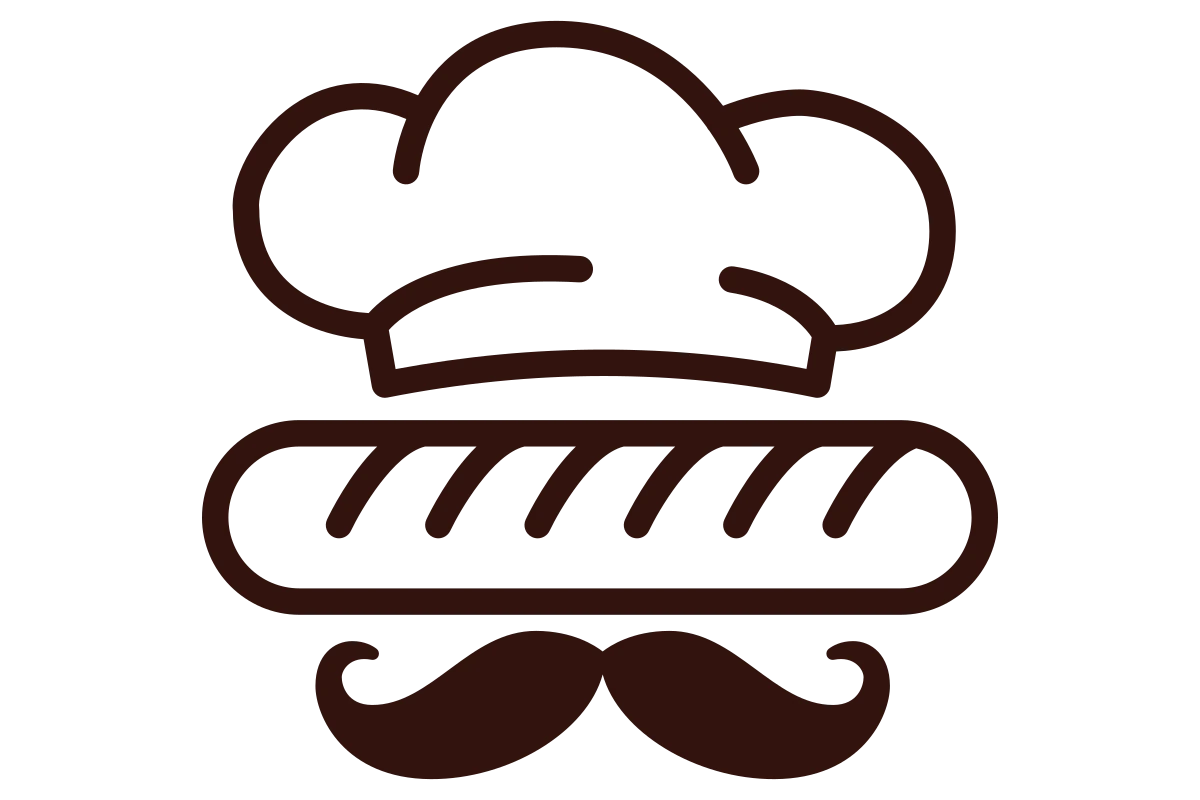 Charming Bakery Logo Featuring Chef and Fresh Bread