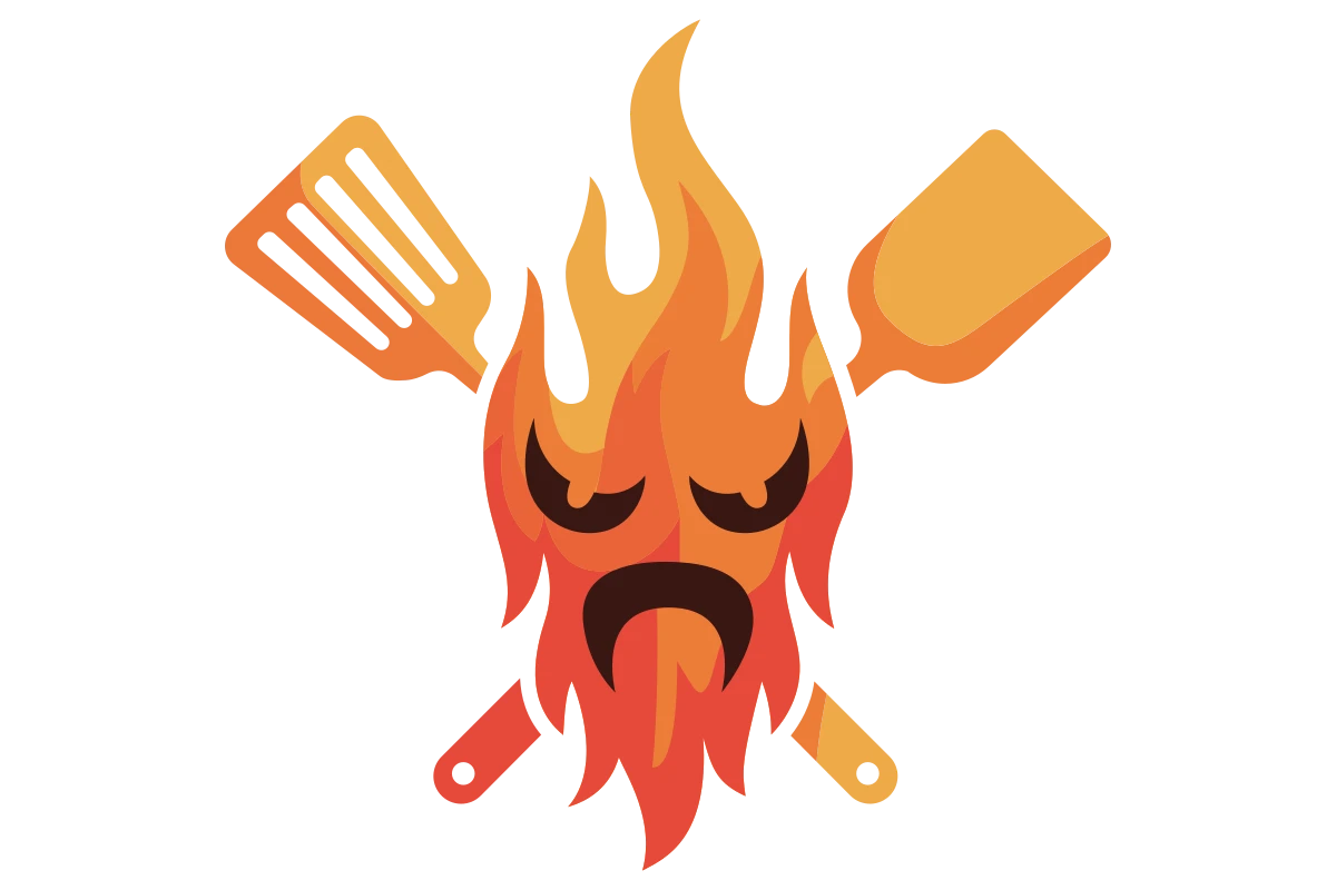 Fiery Chef Mascot with Cooking Utensils