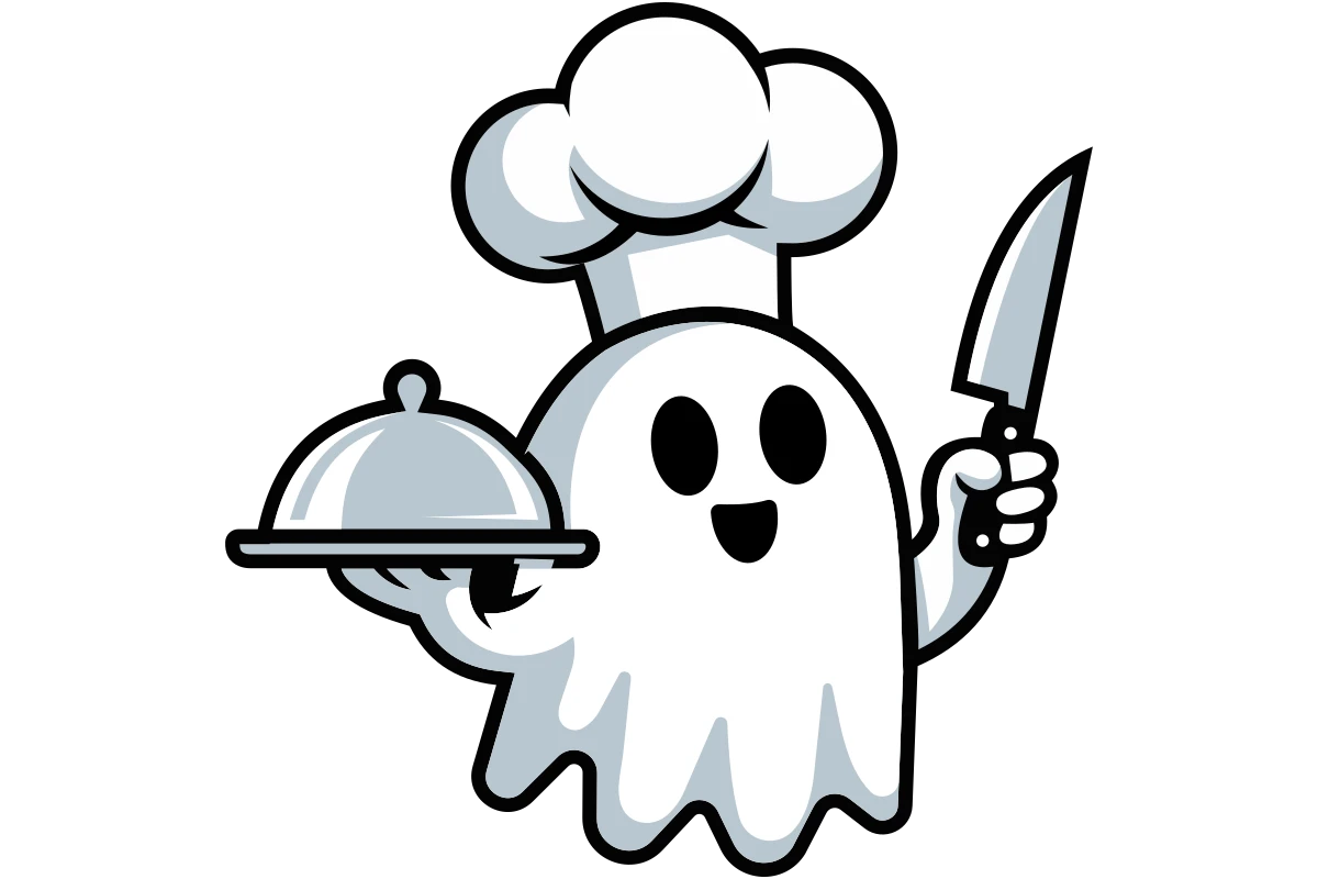 Friendly Ghost Chef Character for Cafe or Restaurant