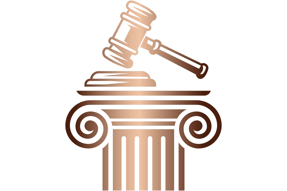 Modern Legal Justice Logo with Gavel and Pillar