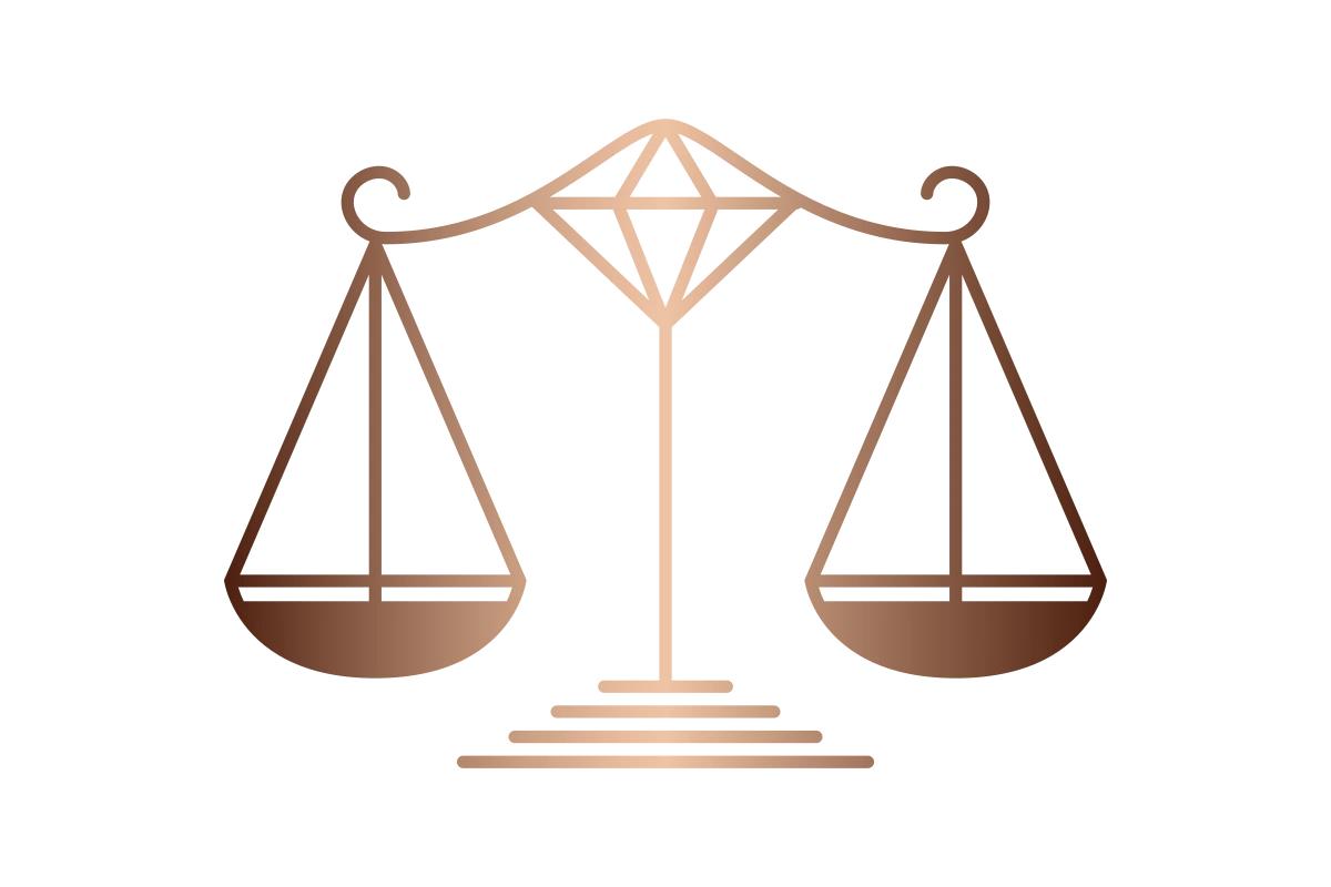 Elegant Legal Balance Scales with Diamond Logo