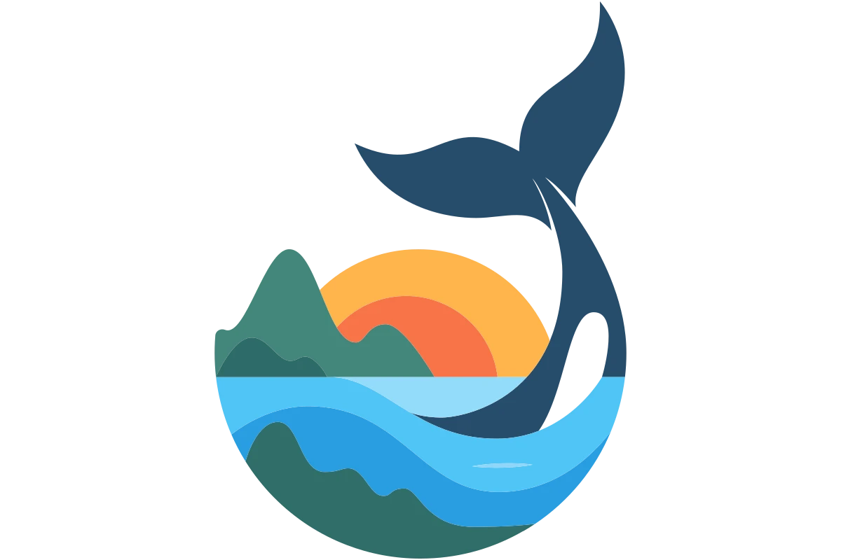 Serene Ocean Sunset with Whale and Mountains - Scenic Travel