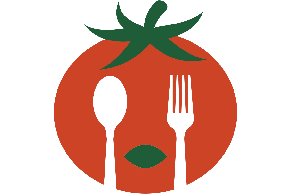 Fresh and Modern Tomato Restaurant Icon with Utensils