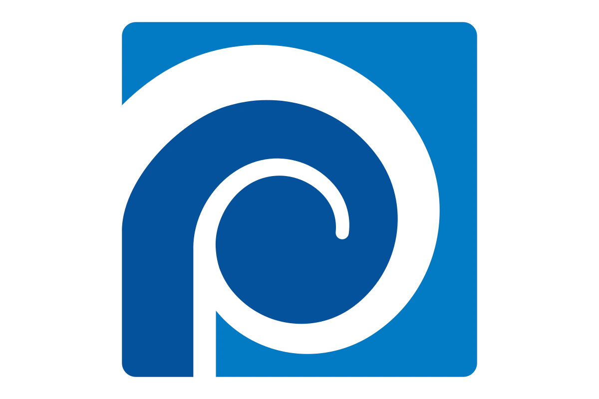 Modern Abstract Icon with Fluid Curves in Blue