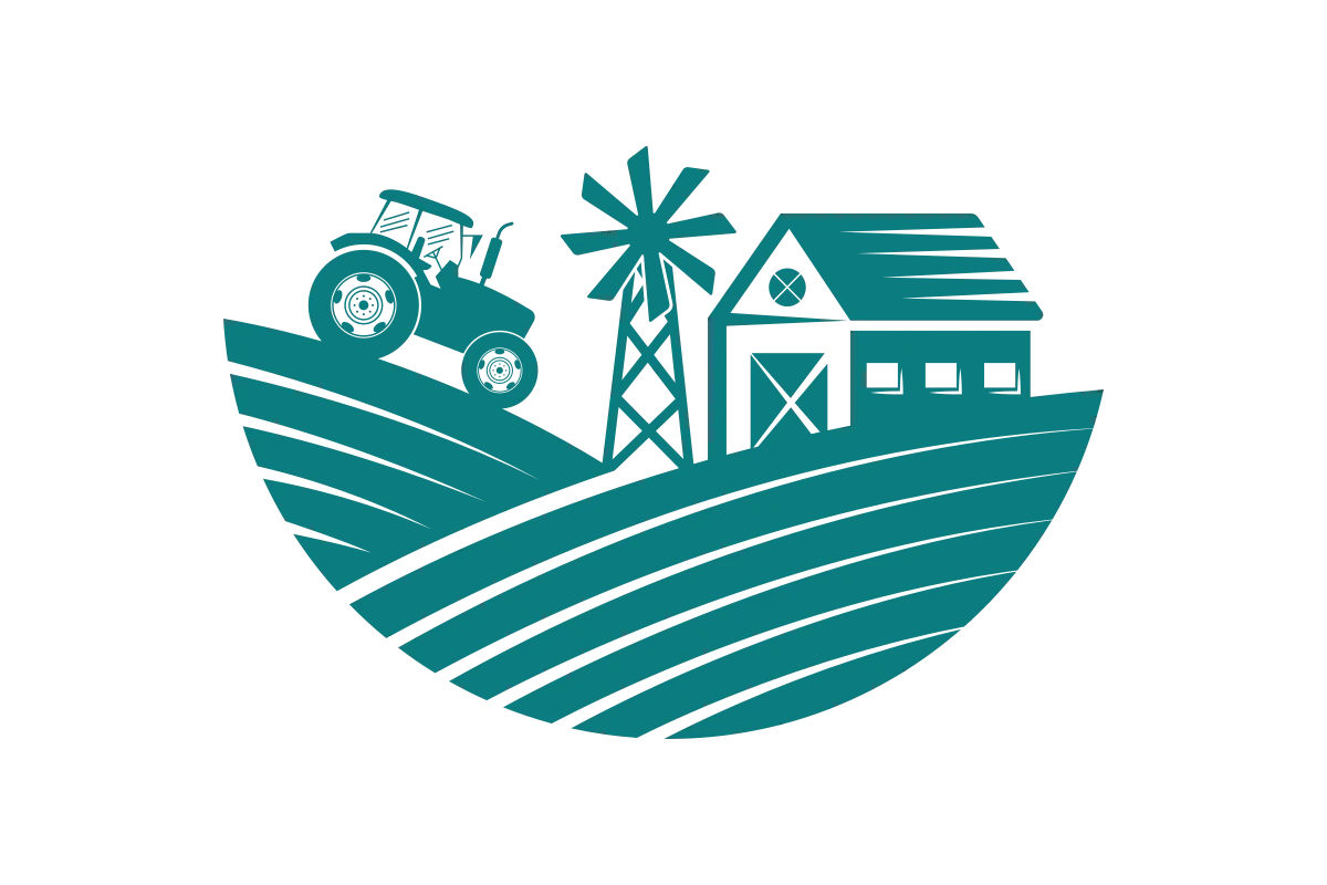 Modern Agriculture Logo Featuring Tractor and Barn