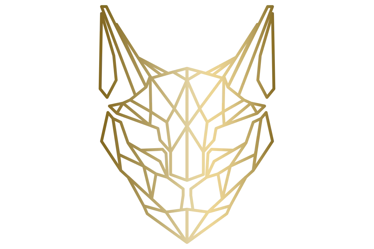 Geometric Wolf Head Logo in Gold for Strength and Strength