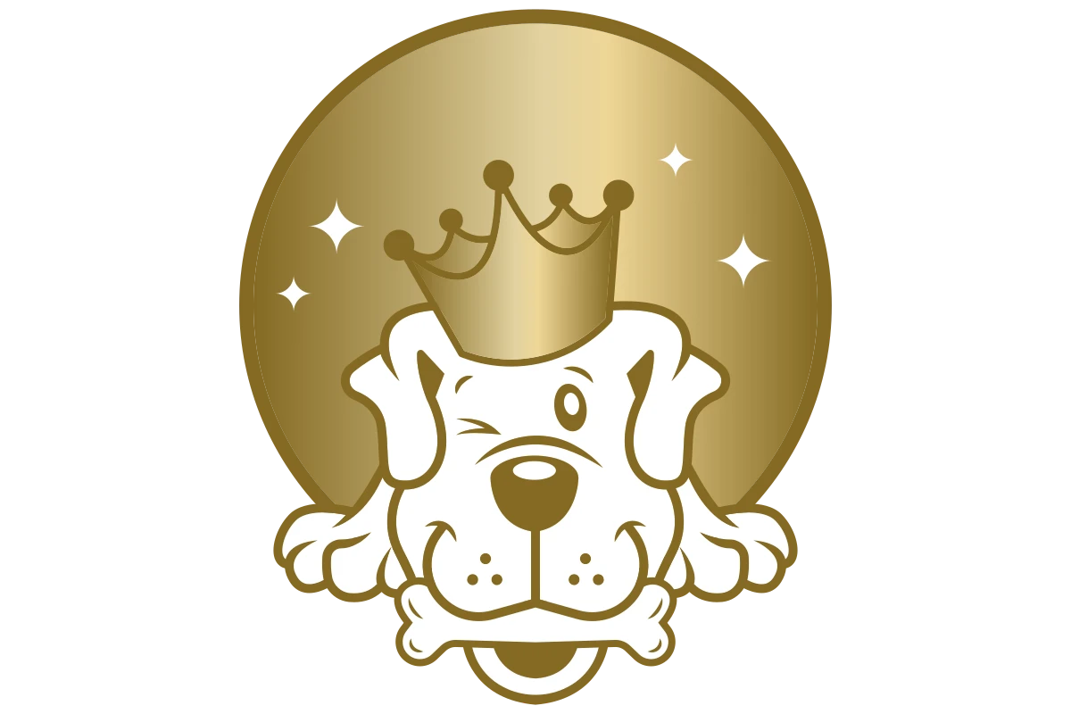 Adorable Dog Mascot with Crown and Bone for Pets