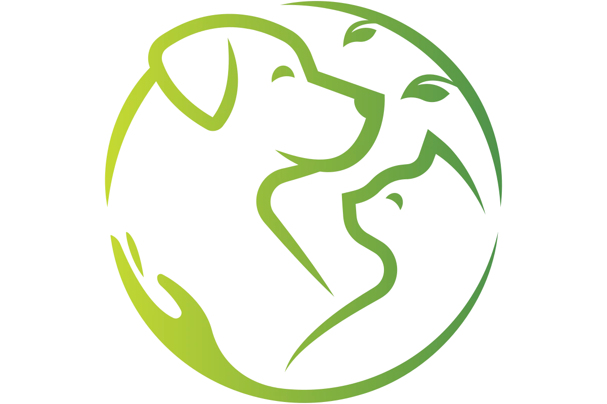 Modern Pet Care Logo | Green Dog and Cat Emblem