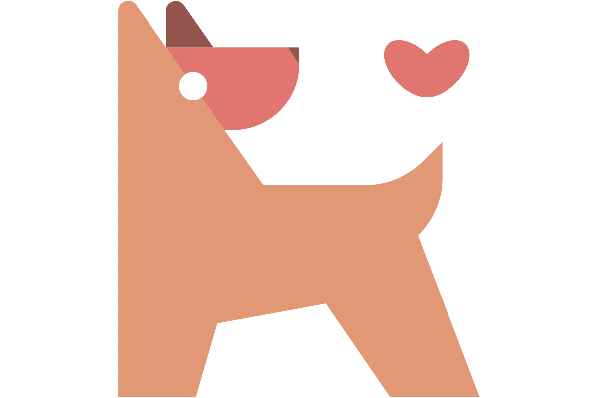 Cute Minimalist Dog Icon with Heart - Pet Love