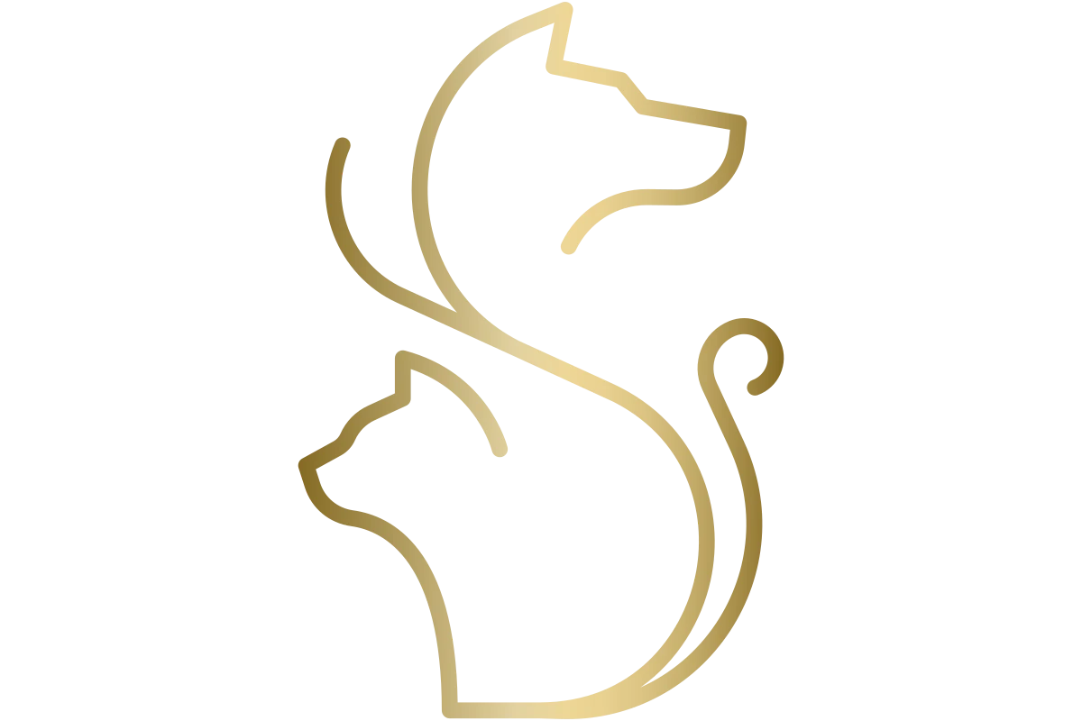 Elegant Pet Care Mascot in Gold for Quality Services