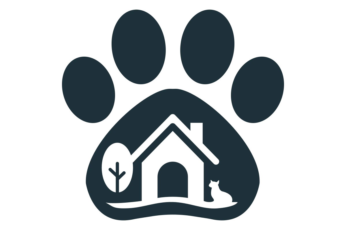 Minimalist Pet Home Logo with Paw and Cat