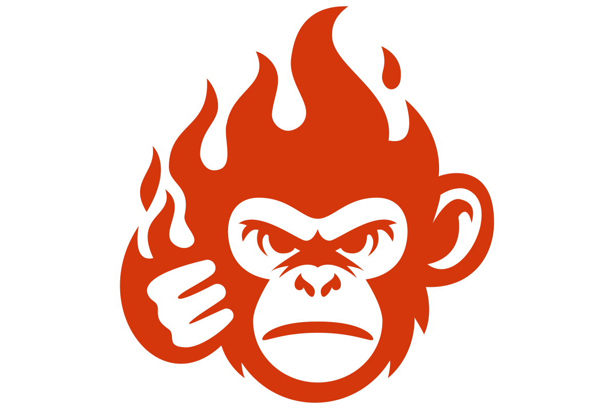 Fierce Monkey Logo with Flames | Dynamic Animal Mascot