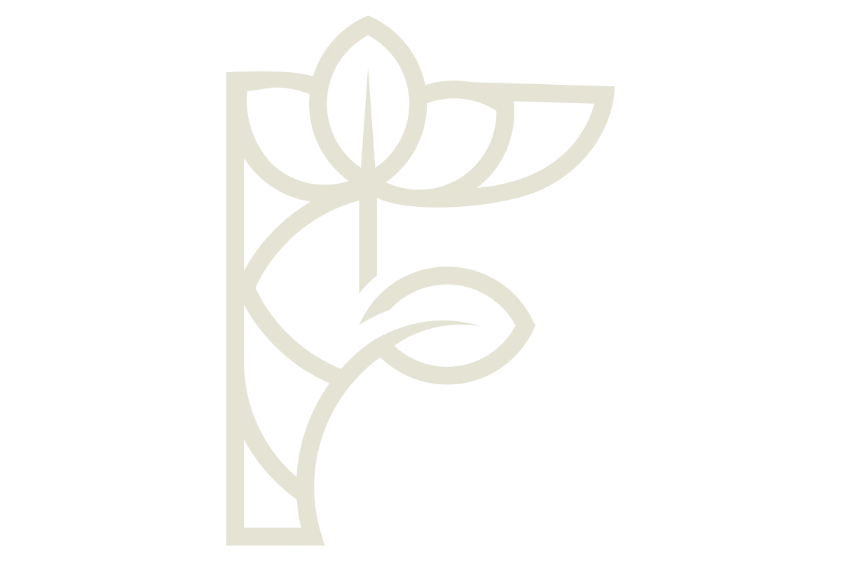 Elegant F Monogram with Floral Elements for Landscaping