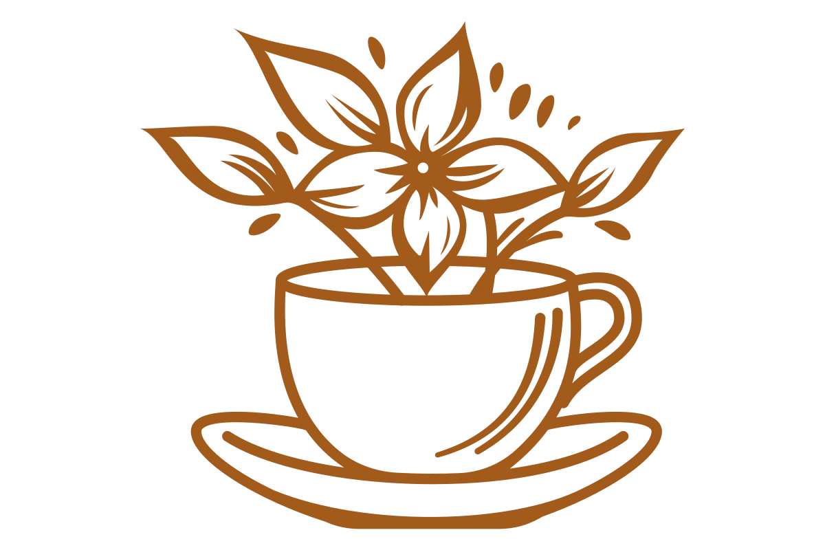 Elegant Cafe Logo with Hand-drawn Botanical Elements