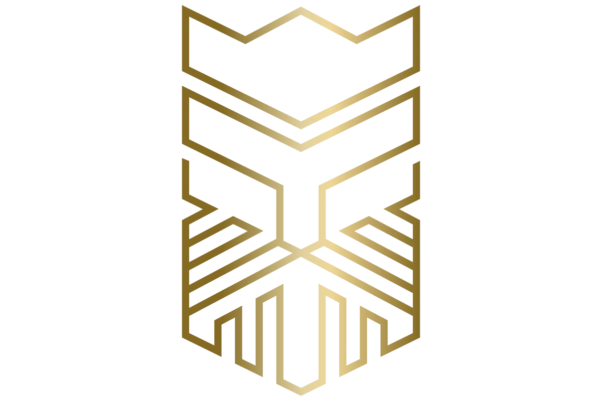 Modern Abstract Shield Emblem in Gold - Strength & Elegance