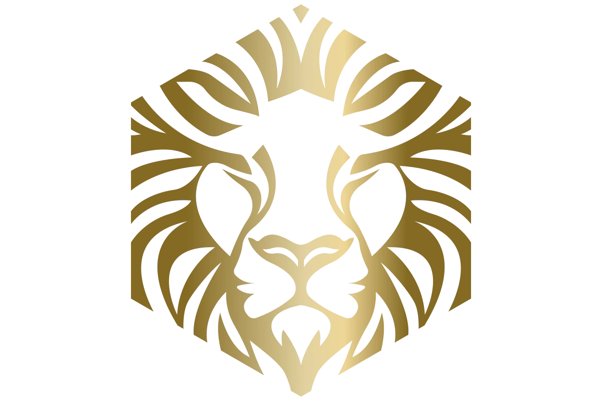 Elegant Golden Lion Emblem in Modern Style