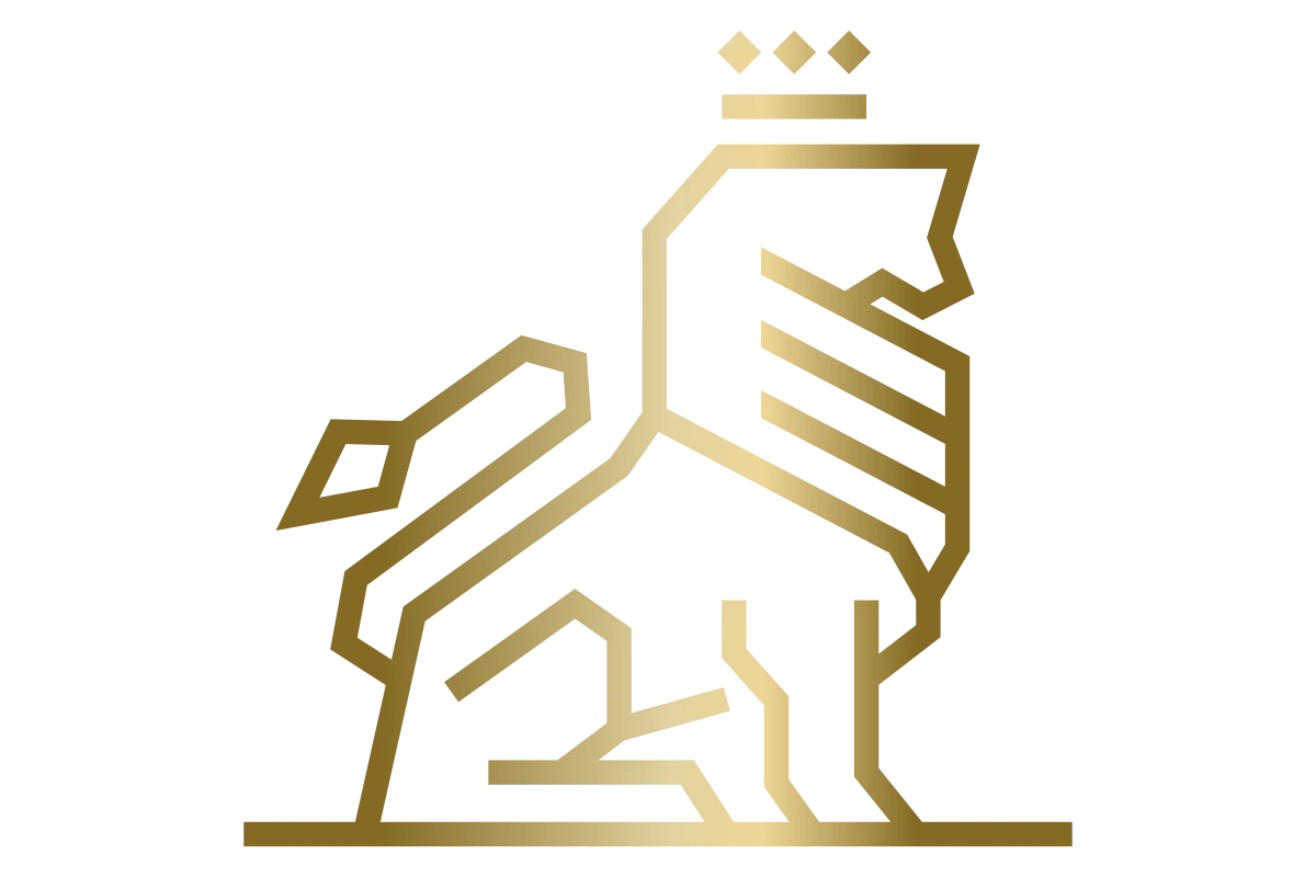 Luxurious Golden Lion Icon with Crown | Strength and Elegance