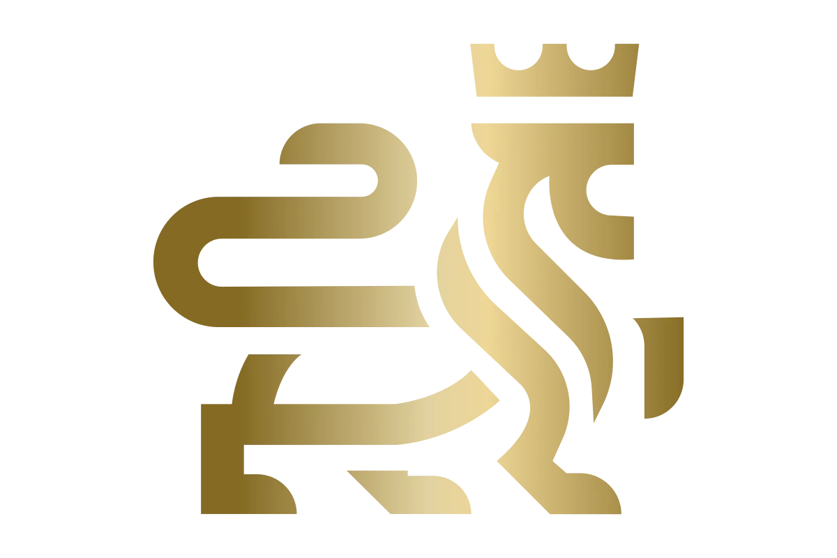 Stylized Gold Lion Emblem - Strength and Elegance