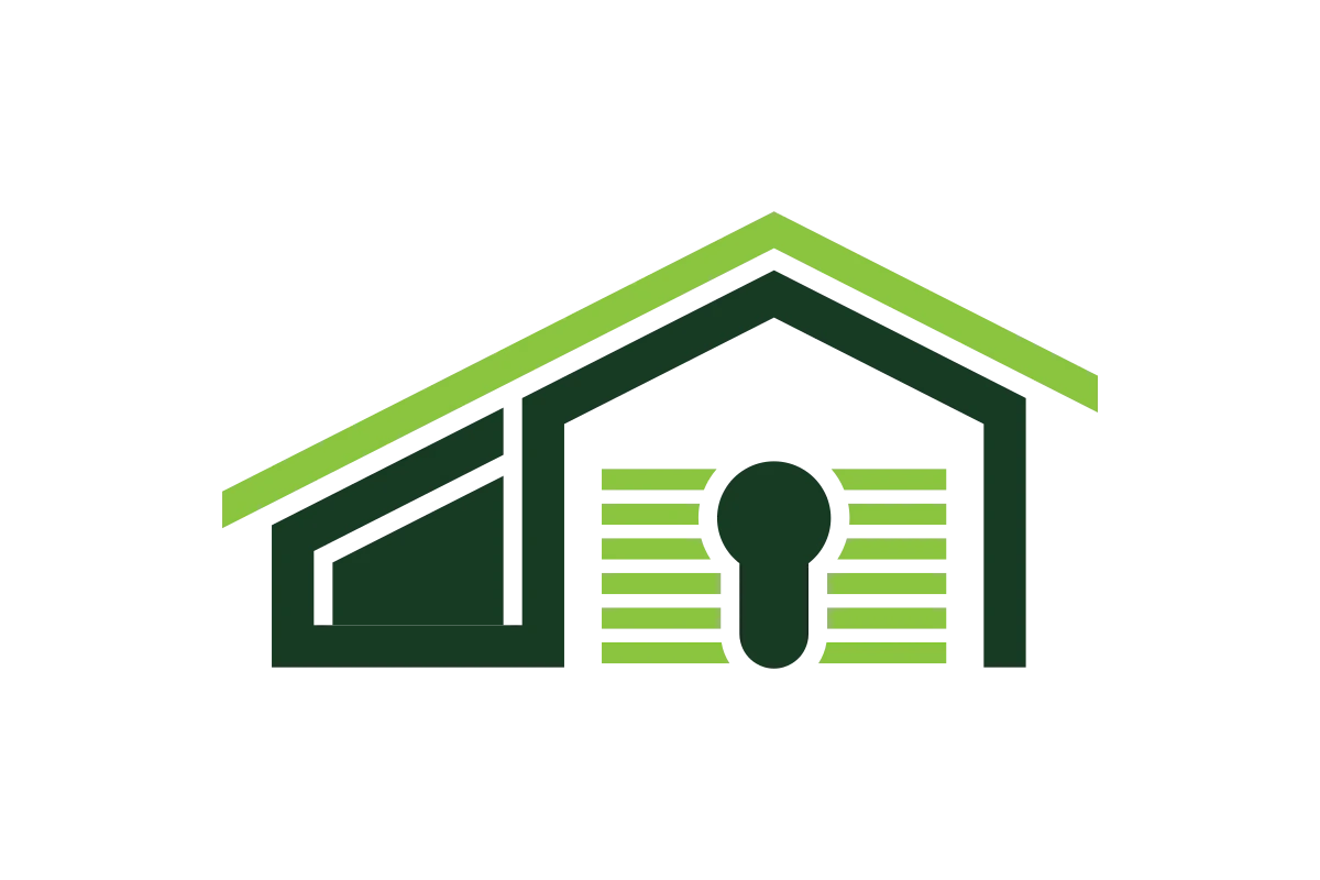 Modern Garage Security Logo with Keyhole and Roof