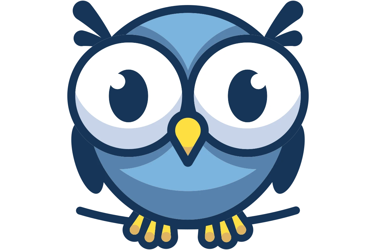 Friendly Blue Owl Mascot for Educational Services