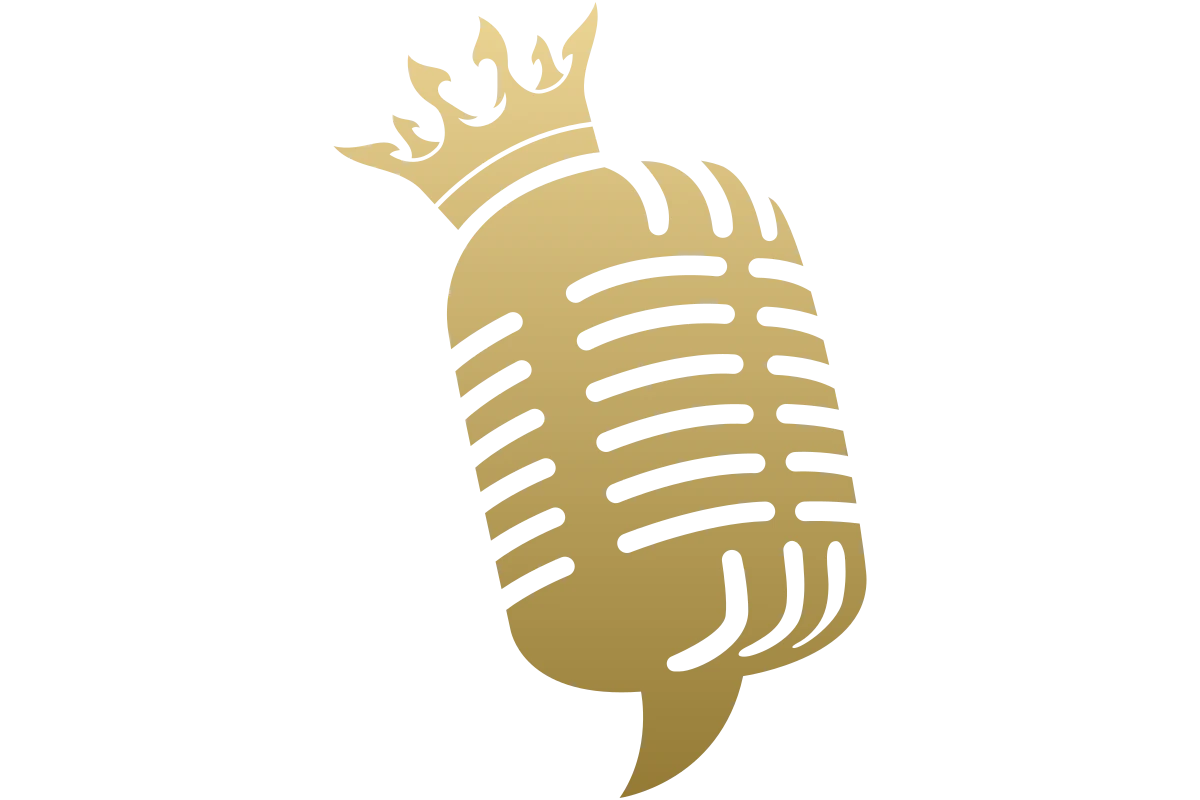 Stylish Gold Microphone Crown Logo for Music Creatives