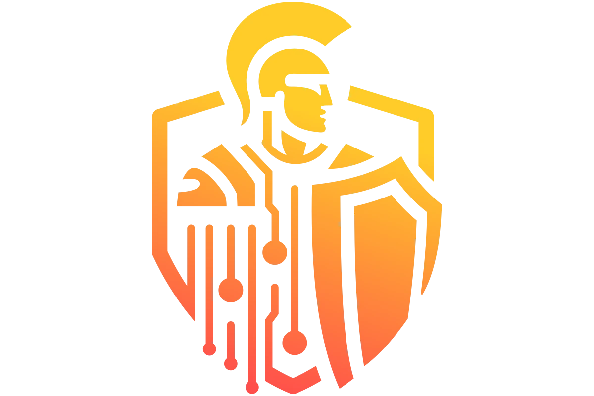 Modern Cybersecurity Shield with Gladiator Warrior Design