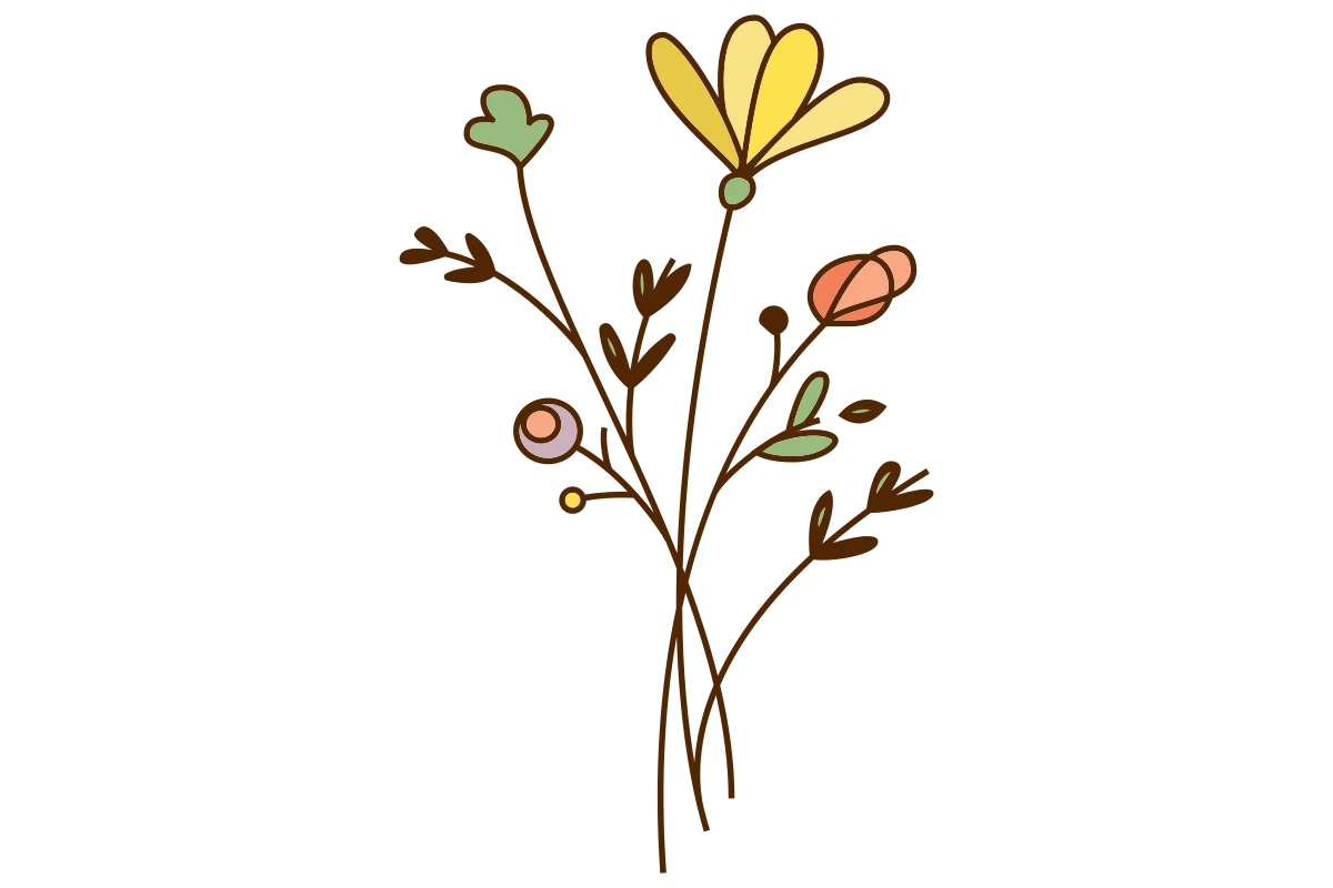 Colorful Hand-Drawn Floral Arrangement for Nature Lovers