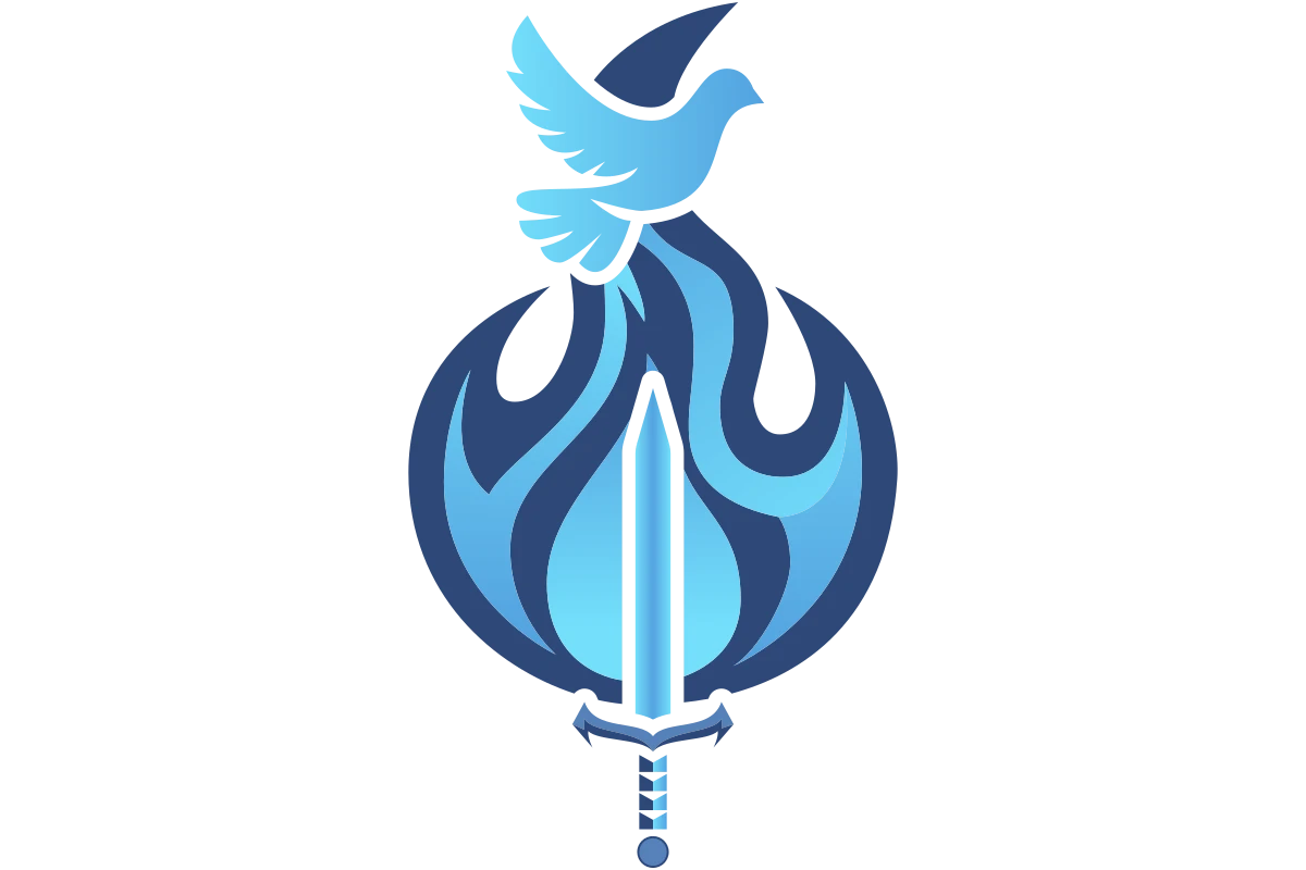 Modern Blue Flame Sword with Bird Emblem