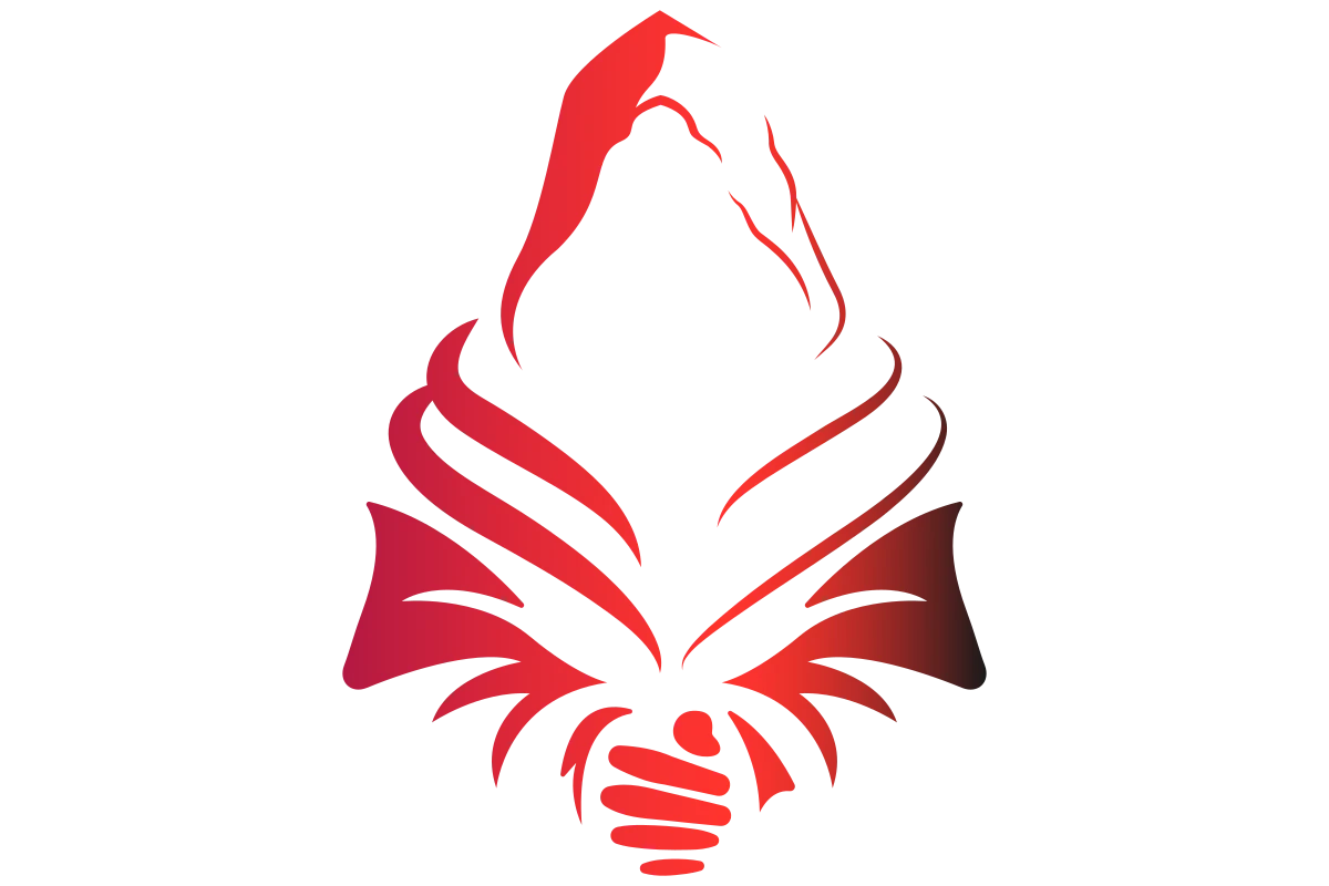 Bold Abstract Mountain Dragon Emblem in Red
