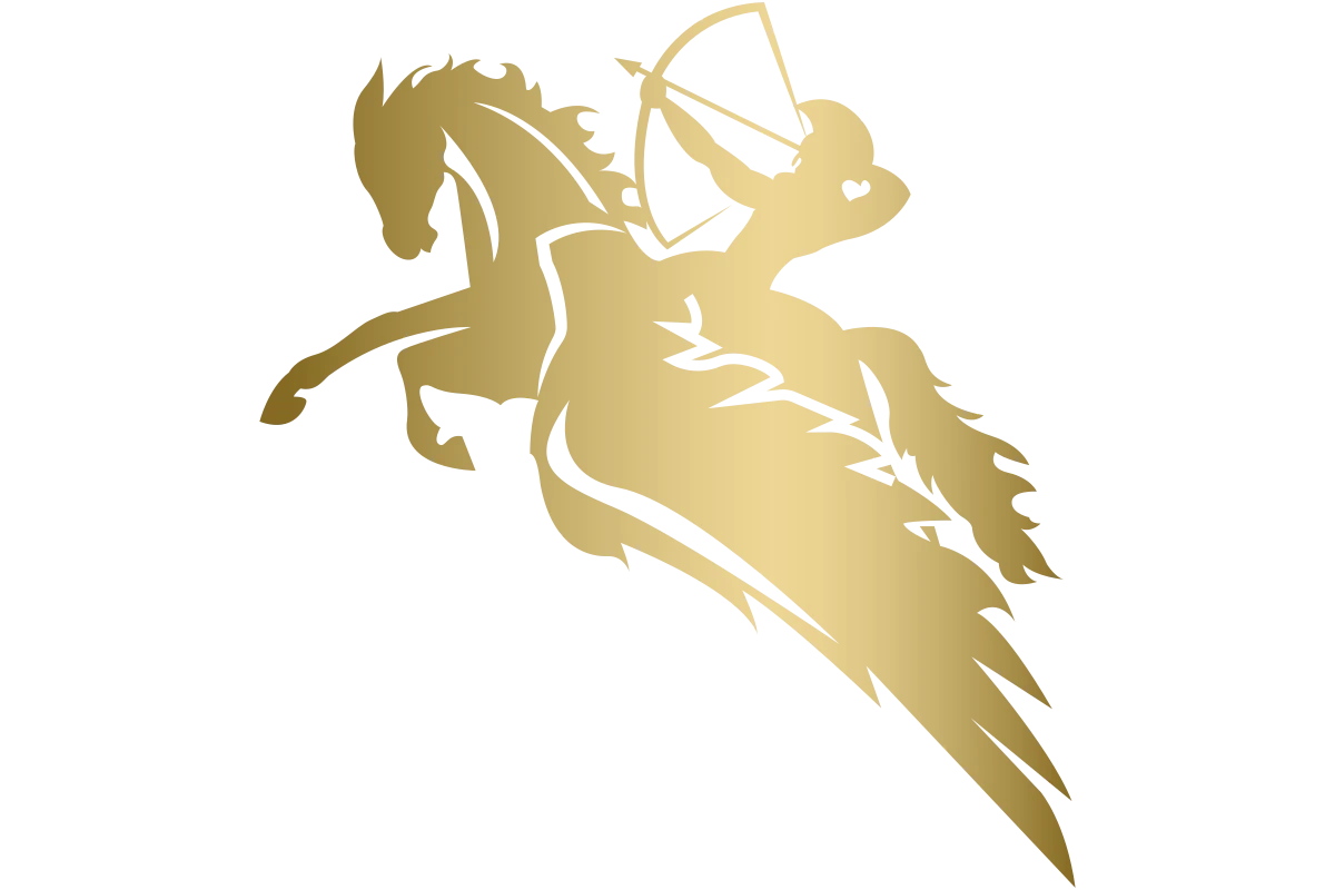 Elegant Equestrian Archer Logo in Gold with Motion