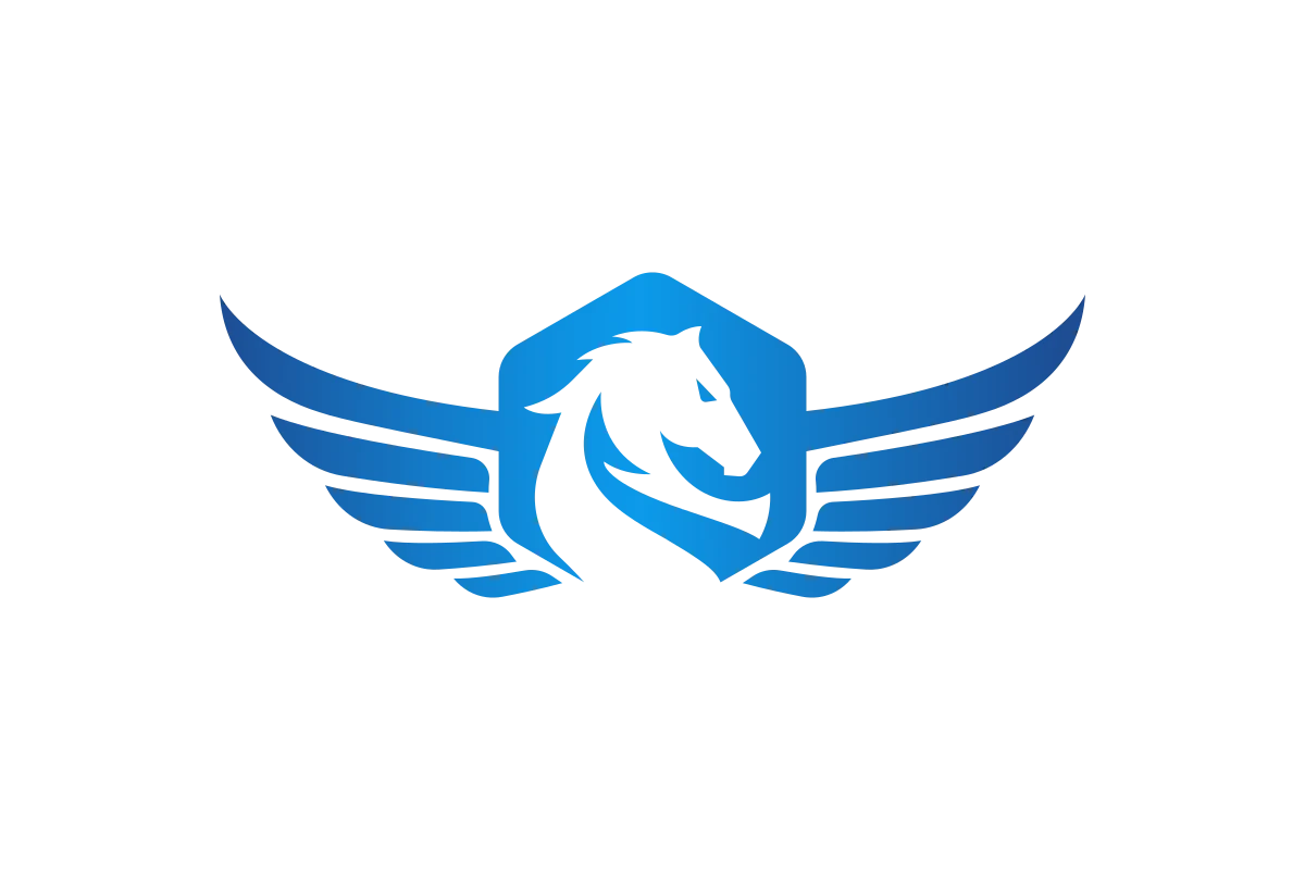 Dynamic Automotive Logo Featuring Winged Horse Symbol