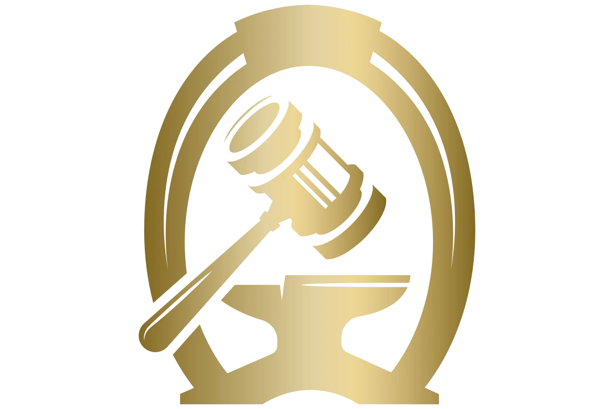 Elegant Legal Services Logo Featuring Gavel and Anvil