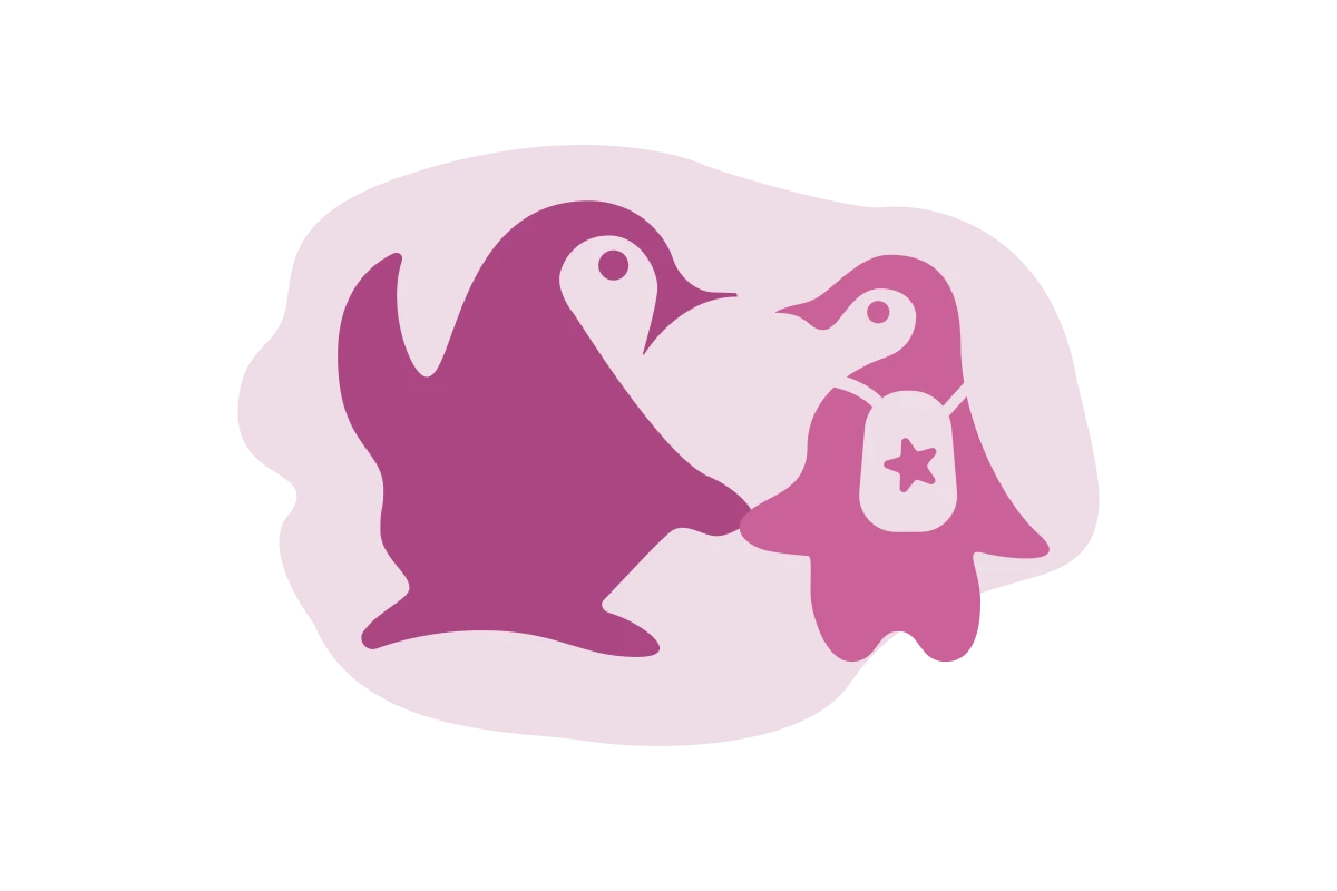 Cute Penguin Couple Emblem for Community Nonprofit