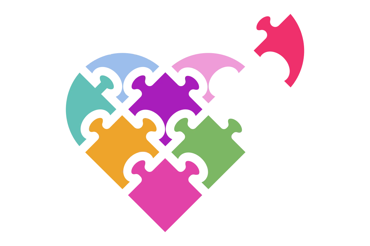 Colorful Puzzle Heart Symbolizing Community Support
