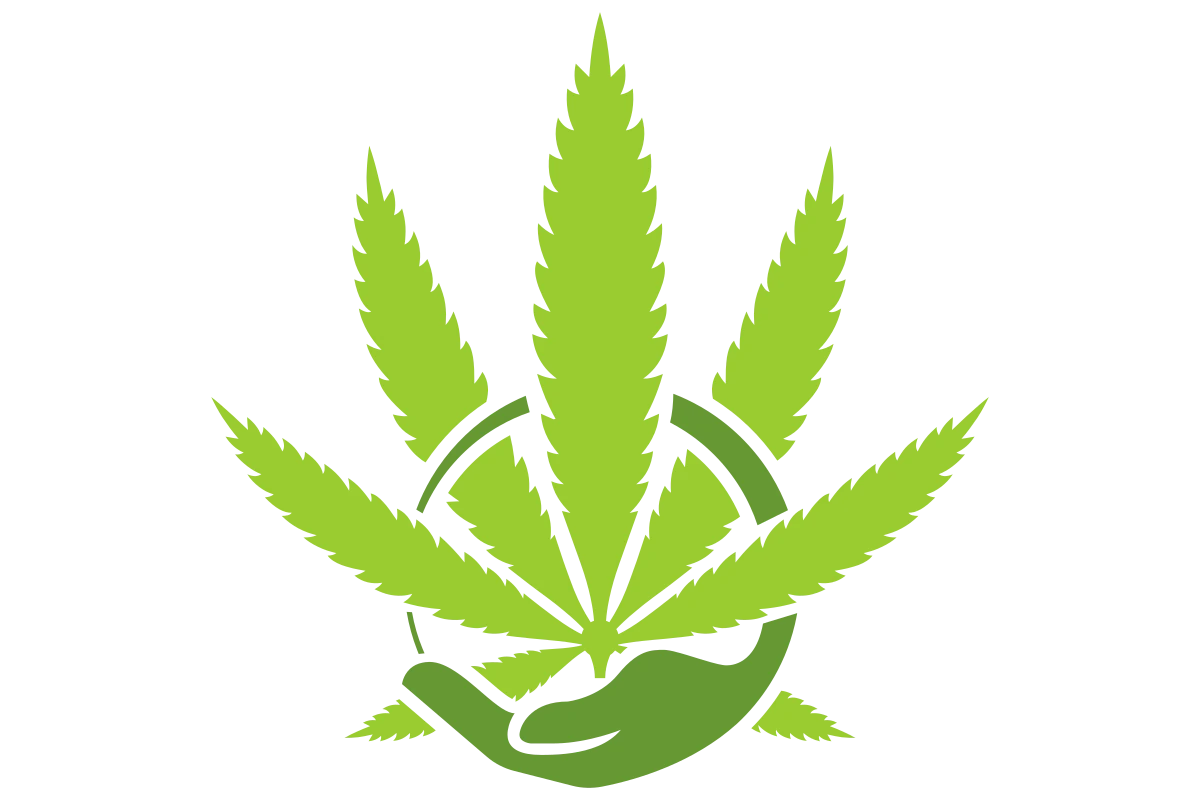 Modern Cannabis Community Symbol with Leaf and Hand