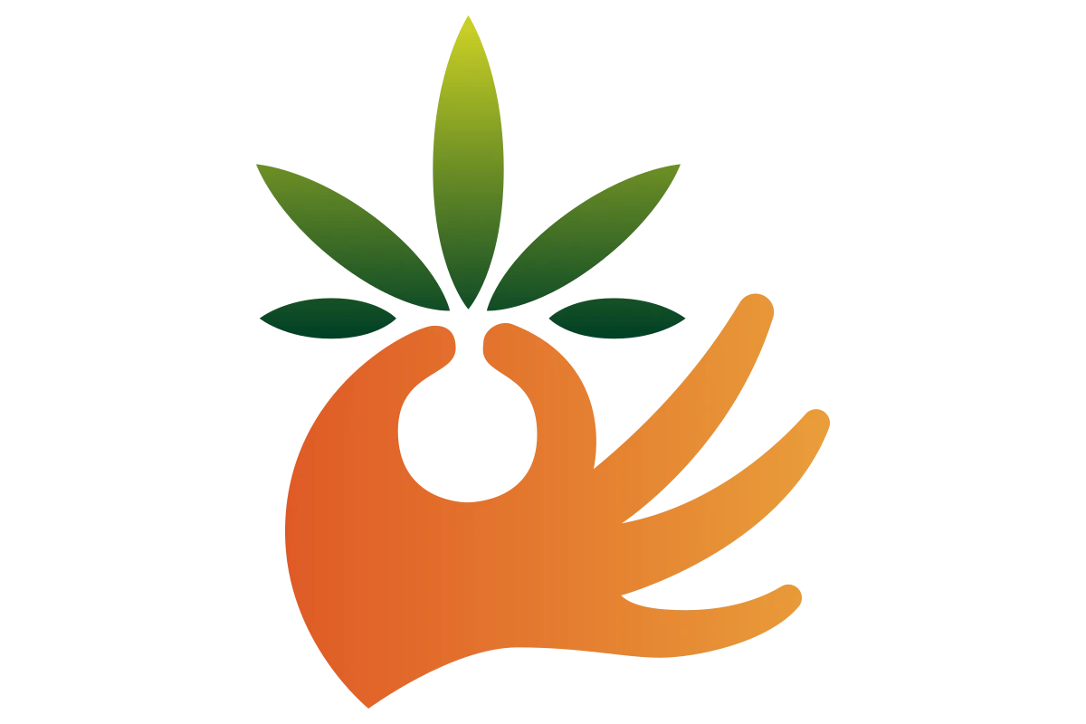 Natural Wellness Hand Holding a Cannabis Leaf Logo