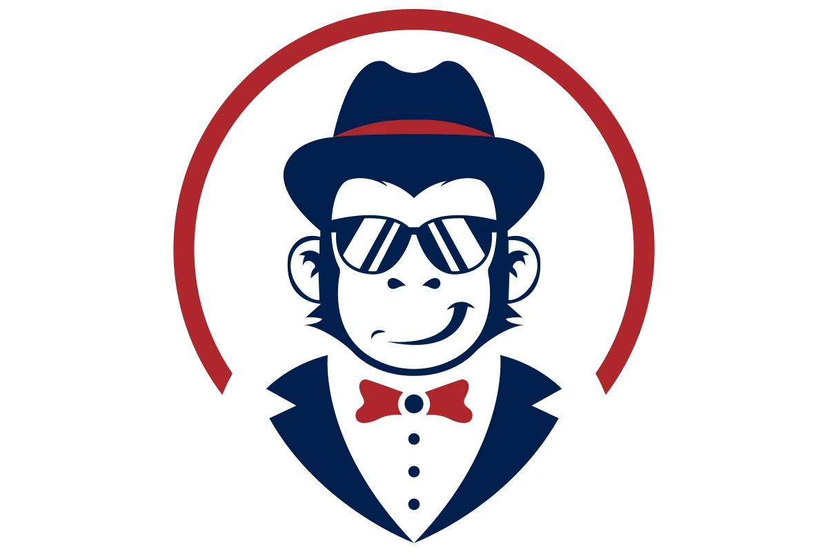Playful Monkey Mascot in a Suit with Sunglasses