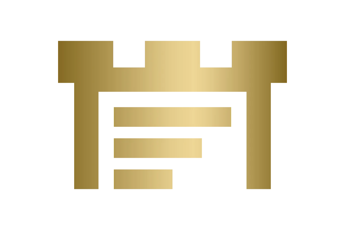 Elegant Gold Fortress Icon for Real Estate Strength
