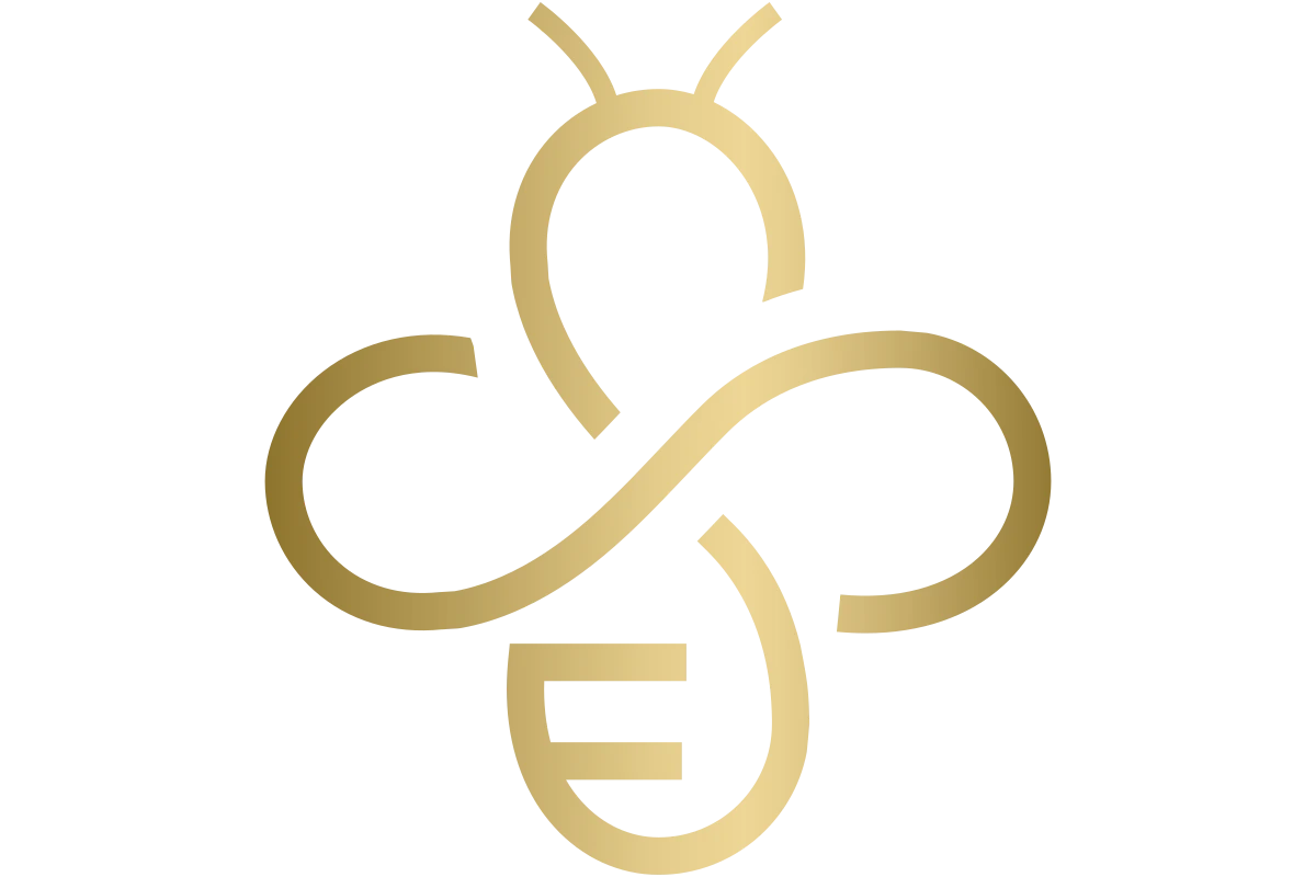 Modern Golden Bee Logo Symbolizing Community and Nature