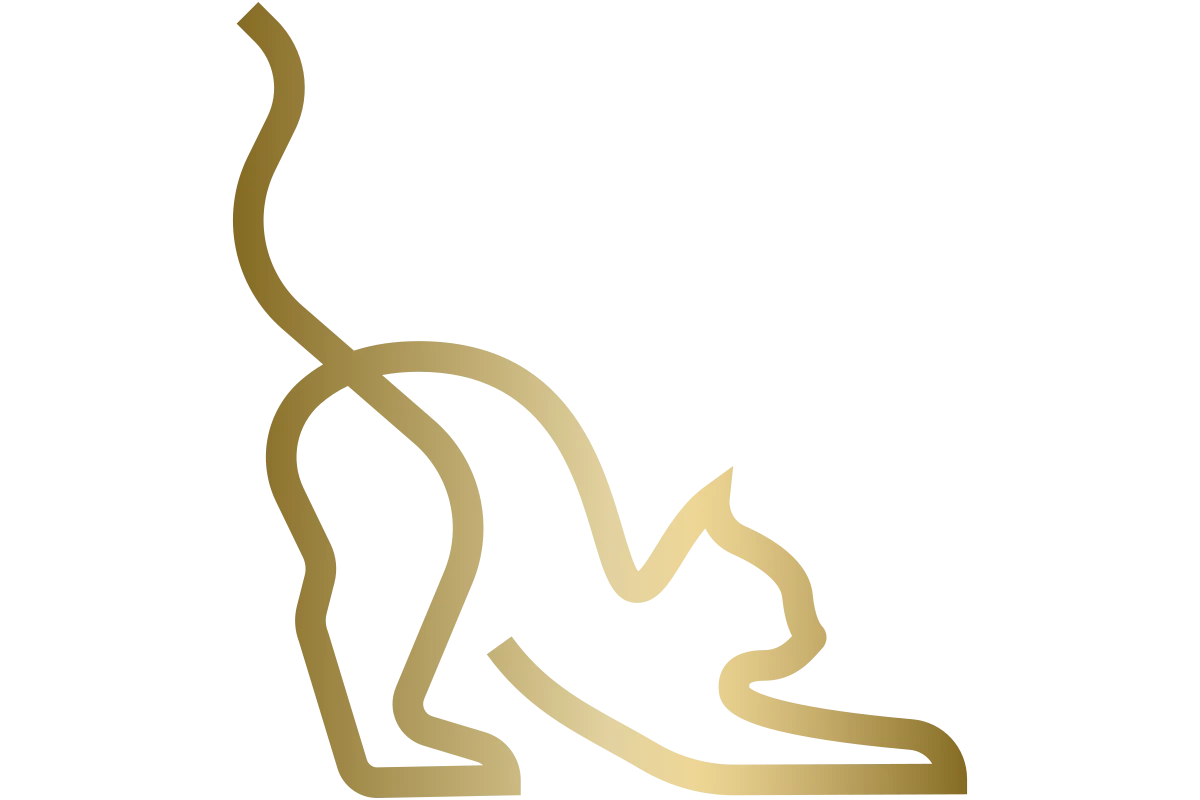 Stylized Cat Logo in Modern Golden Design